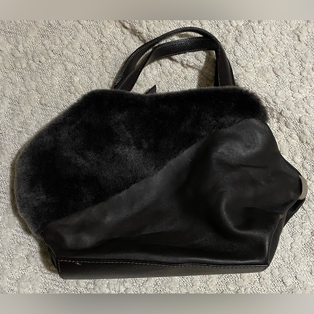 Lisa Conte' Italy Lambskin & Pebbled Leather with Shearling Fluffy Fur